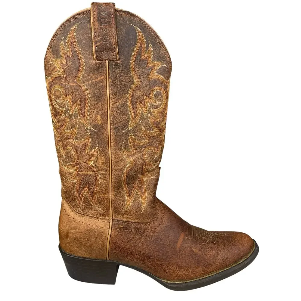 Justin Men’s Brown Leather Western Cowboy Boot Size US 8.5 D